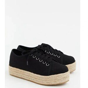 Torrid Black Canvas Espadrilles platforms lace up size 9.5w wide width